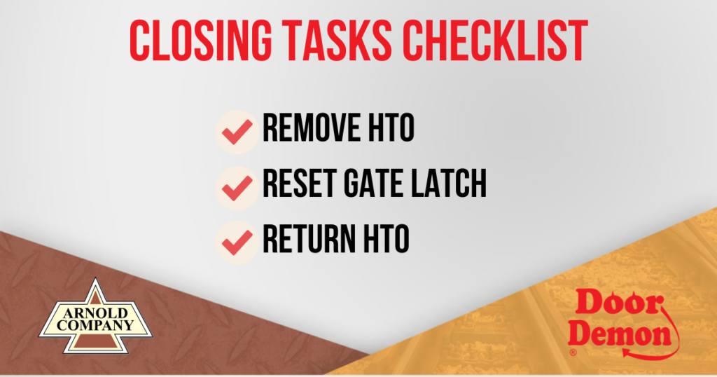 Closing task checklist for the HTO