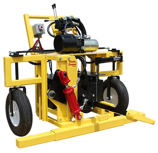 DC Battery Two-Wheel Hopper Gate Opener with optional Hydraulic Lift Kit and Side-Shifting Wheels