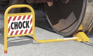 Single Railcar Wheel Chock with Flag