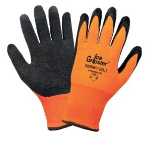 388INT Ice Gripster® High-Visibility Water Repellent Etched Rubber Coated Low-Temperature Gloves with Cut, Abrasion, and Puncture Resistance