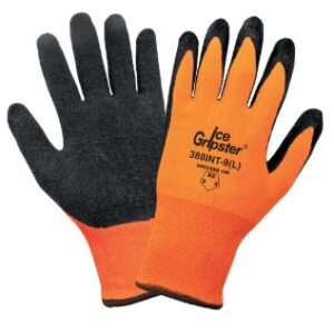 388INT Ice Gripster® High-Visibility Water Repellent Etched Rubber Coated Low-Temperature Gloves with Cut, Abrasion, and Puncture Resistance