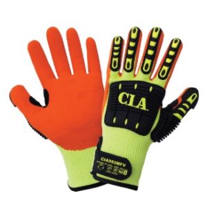 CIA995MFV Vise Gripster® C.I.A. High-Visibility Mach Finish Nitrile-Coated Gloves with Cut, Abrasion, Puncture, and Impact Resistance