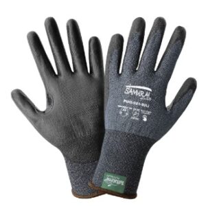 PUG-921 Samurai Glove® Salt-and-Pepper Cut Resistant Polyurethane Coated Touch Screen Gloves Made with 21-Gauge Tuffalene® Platinum