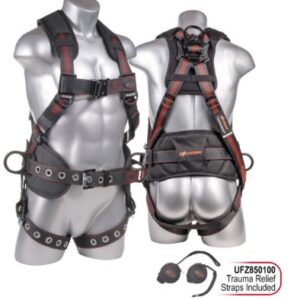 KStrong® Kapture™ Epic+ 5-Point Full Body Harness, Waist Pad w/ Removable Tool Belt, Back/Shoulder Pad, Enhanced Dorsal D-ring, 2 Side D-rings, QC Chest, TB Legs – (ANSI)