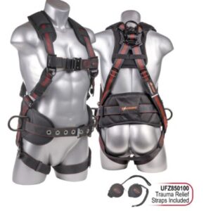 KStrong® Kapture™ Epic+ 5-Point Full Body Harness, Waist Pad w/ Removable Tool Belt, Back/Shoulder Pad, Enhanced Dorsal D-ring, 2 Side D-rings, QC Chest and Legs – (ANSI)