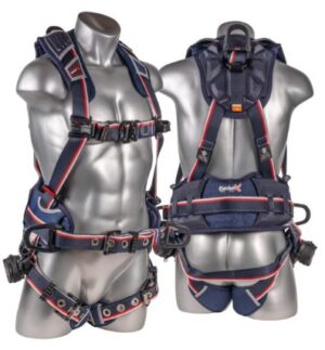 KStrong® EndurX™ 5-Point Full Body Harness, Abrasion Resistant Shoulder Pad, Premium Work Positioning Waist Pad w/Removable Tool Belt, Deluxe Leg Pads, Enhanced Dorsal D-ring Plus™, Side D-rings, Quick Slide Adjusters, Trauma Relief Straps, QC Chest, TB Legs (SS), All Aluminum Hardware (ANSI)