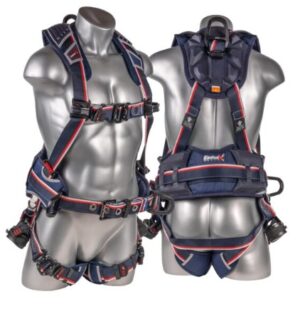 KStrong® EndurX™ 5-Point Full Body Harness, Abrasion Resistant Shoulder Pad, Premium Work Positioning Waist Pad w/Removable Tool Belt, Deluxe Leg Pads, Enhanced Dorsal D-ring Plus™, Side D-rings, Quick Slide Adjusters, Trauma Relief Straps, QC Chest/Legs, All Aluminum Hardware (ANSI)