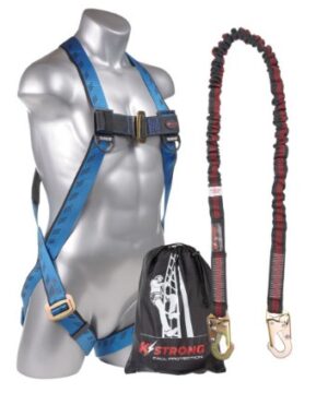 KStrong® Kapture™ Essential 3-Point Full Body Harness, Dorsal D-Ring, MB Legs with 6′ Internal SAL with snap hooks (ANSI)