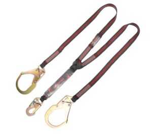 KStrong® 6 ft. Twin leg 100% tie-off Clear Pack Design Shock Absorbing Lanyard with (1) Snap Hook and (2) Rebar Hooks (ANSI)