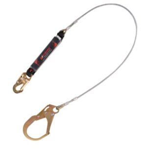 KStrong® 6 ft. Leading Edge (LE) Rated Clear Pack Design shock absorbing coated wire lanyard with snap hook and rebar hook (ANSI)