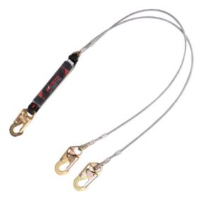 KStrong® 6 ft. Leading Edge (LE) Rated Twin Leg 100% Tie-off Clear Pack Design shock absorbing coated wire lanyard with Snap Hooks. (ANSI)