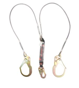 KStrong® 6 ft. Leading Edge (LE) Rated Twin Leg 100% Tie-off Clear Pack Design Shock Absorbing Coated Wire Lanyard with (1) Snap Hook and (2) Rebar Hooks (ANSI)