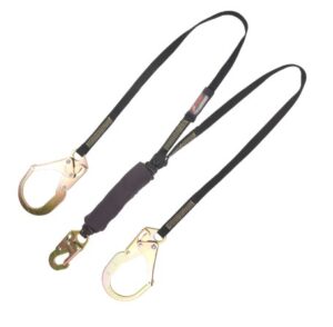 KStrong® 6 ft. Twin Leg 100% Tie-off Arc Flash Rated Shock Absorbing Lanyard with (1) Snap Hook and (2) Rebar Hooks (ANSI)