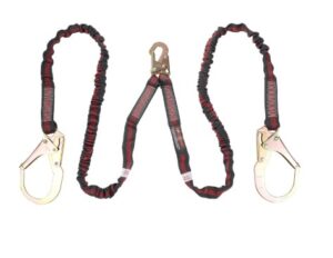 KStrong® 6 ft. Twin leg 100% Tie-Off Internal Design Shock Absorbing Lanyard with (1) Snap Hook and (2) Rebar Hooks (ANSI)