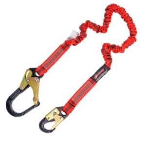 KStrong® 4.5 – 6 ft. Elasticated Design Shock Absorbing Lanyard with Aluminum Snap Hook and Aluminum Rebar Hook (ANSI)