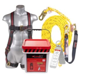 KStrong® 25 ft. Roofers Kit with harness, rope, rope grab assembly, reusable roof anchor bucket and lid