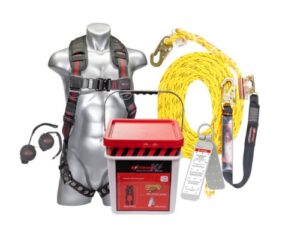 KStrong® 25 ft. Deluxe Roofers Kit with Elite+ 5-Point Harness, 25 ft. Rope, Rope Grab Assembly, Reusable Roof Anchor, Trauma Relief Pack, Bucket and Lid