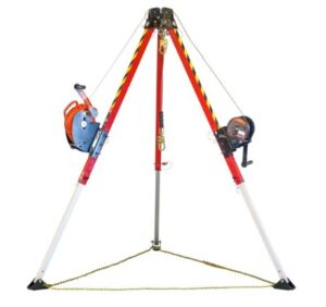 KStrong® Megapod™ 10 ft. Deluxe Kit. Includes Tripod, 60 ft. 3-way Rescue Retrieval SRL-R with Mounting Bracket, 60 ft. Material / Personnel Winch, and Storage Bags for Tripod / Equipment.