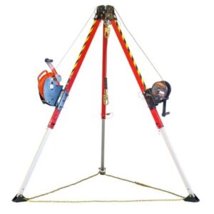 KStrong® Megapod™ 10 ft. Deluxe Kit. Includes Tripod, 60 ft. 3-way Rescue Retrieval SRL-R with Mounting Bracket, 60 ft. Material / Personnel Winch, and Storage Bags for Tripod / Equipment.