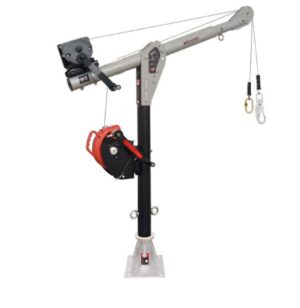 KStrong® Megadavit™ Floor Mount Deluxe Kit. Includes Floor Mount Column Mast Receiver, 54 in. Column Mast, 3 ft. Cantilever Boom Arm with Winch Bracket, 60 ft. 3-way Rescue Retrieval SRL-R with Mounting Bracket, and 60 ft. Material / Personnel Winch